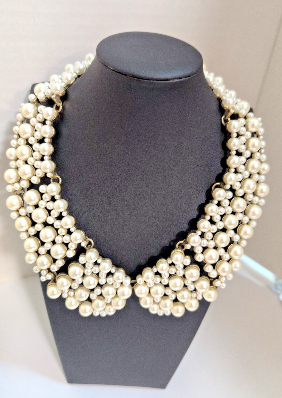 Ivy Box Signed Bib Pearl Peter Pan Collar Necklace